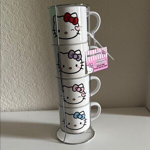Hello Kitty White Stacking Mugs with Colorful Bows